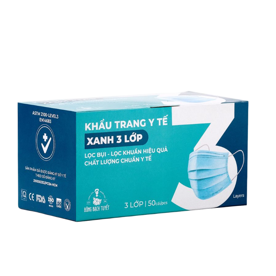 Khẩu trang y tế xanh 3 lớp Bạch Tuyết
