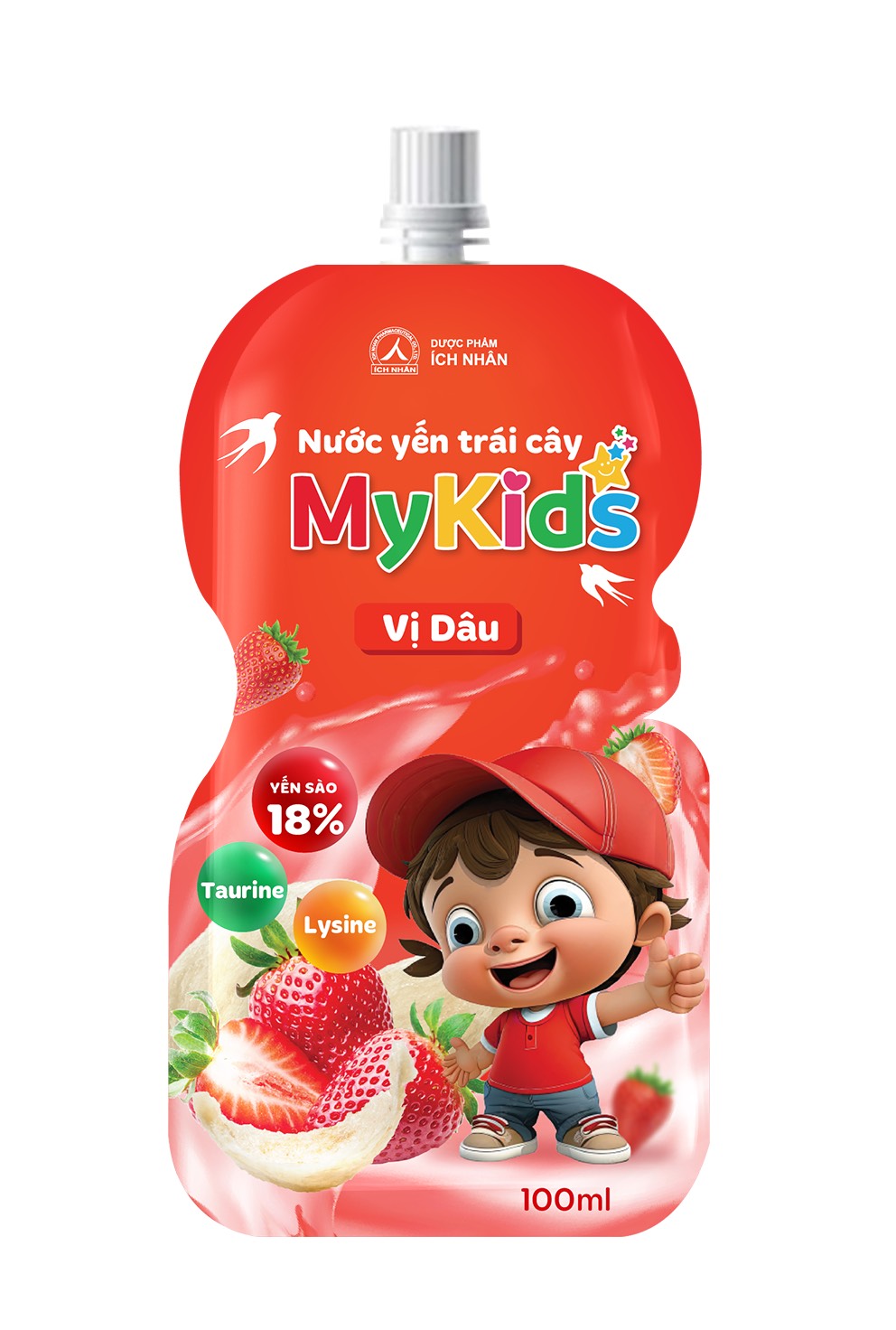 Nước yến trái cây vị dâu MyKids Ích Nhân DT Food (H/12g/100ml)
